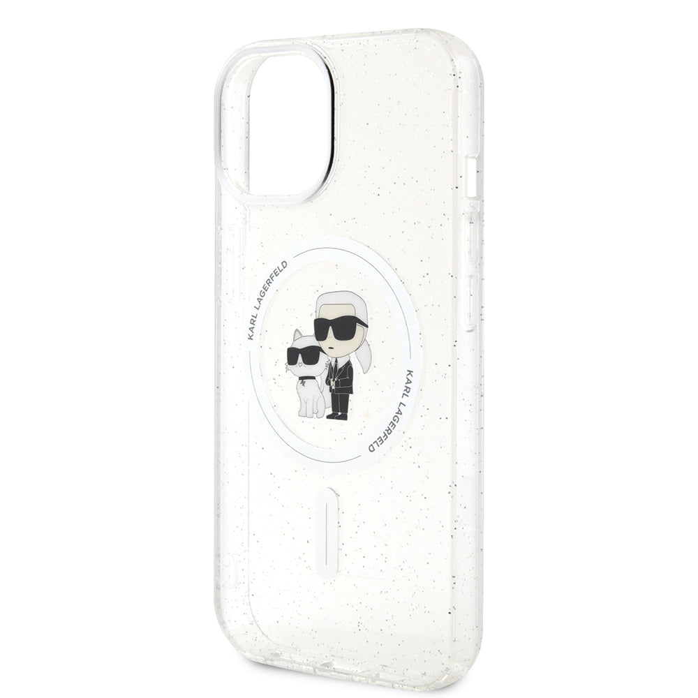 MagSafe Case for Apple iPhone 15, Karl Lagerfeld, Glitter, Transparent