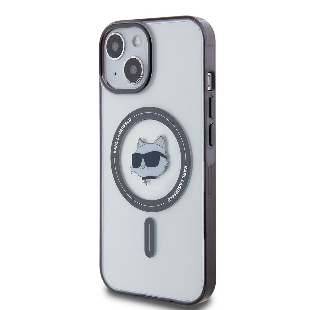 MagSafe Case for Apple iPhone 15, Karl Lagerfeld, IML Choupette's Head, Transparent