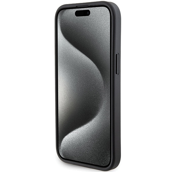 Étui MagSafe pour Apple iPhone 15, Karl Lagerfeld, Saffiano Gripstand Choupette, Noir