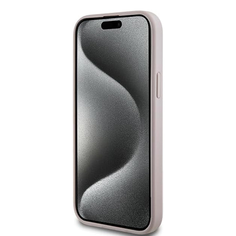 Coque MagSafe pour Apple iPhone 15 Plus, Guess, Collection 4G, Rose.