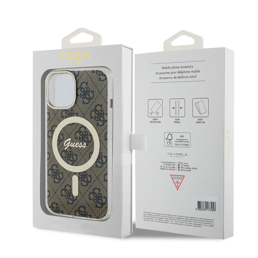Étui MagSafe pour Apple iPhone 15 Plus, Guess, IML 4G, Marron