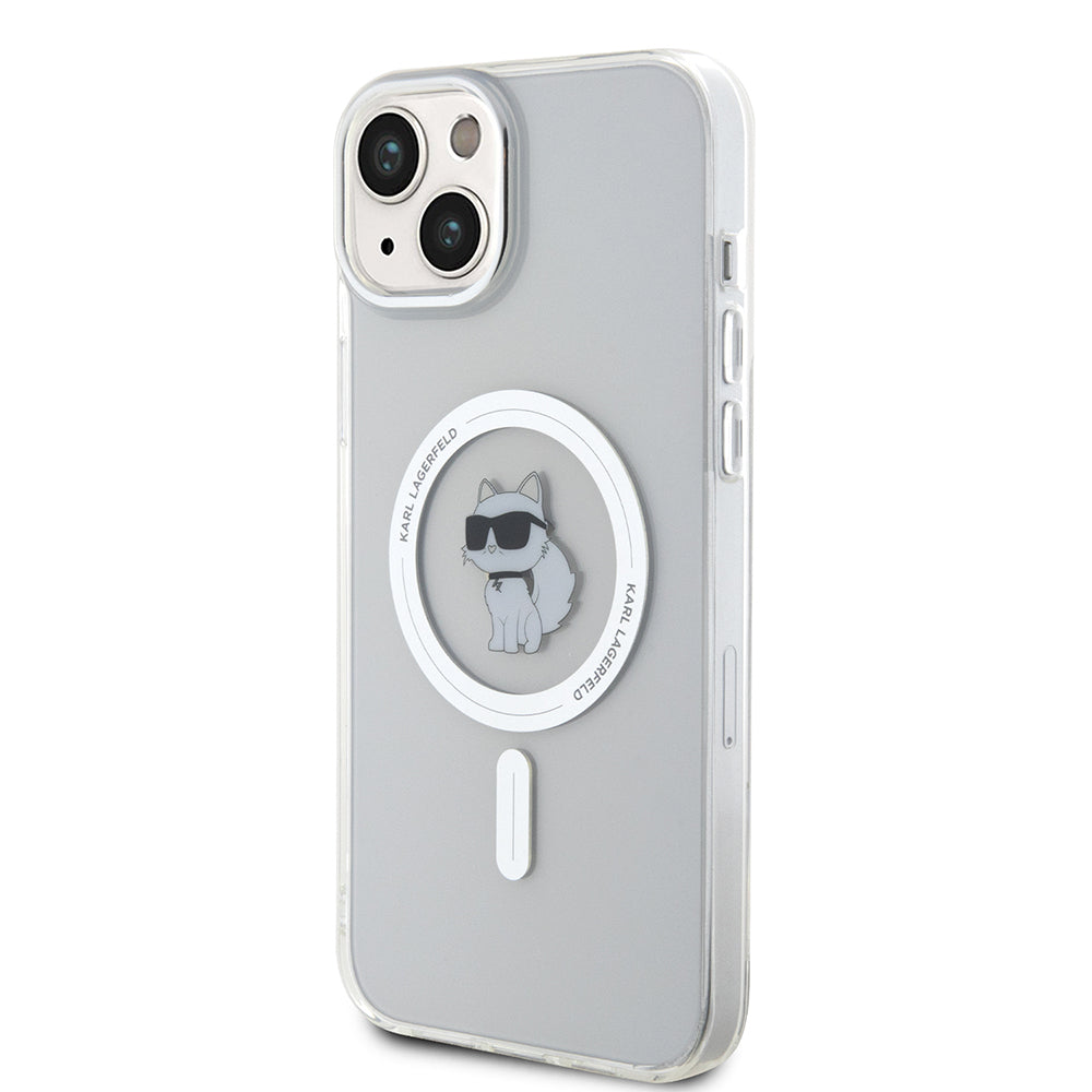 Coque MagSafe pour Apple iPhone 15 Plus / 14 Plus, Karl Lagerfeld, IML Choupette, Transparente