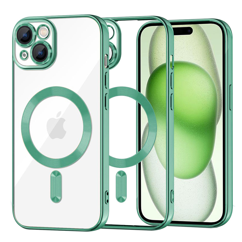 Coque MagSafe pour Apple iPhone 15 Plus, Techsuit, Luxury Crystal, Vert Clair