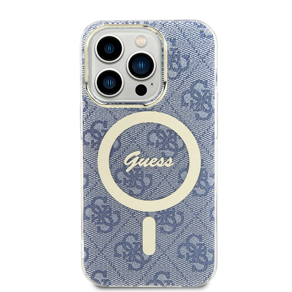 MagSafe Hülle für Apple iPhone 15 Pro, Guess, IML 4G, Blau
