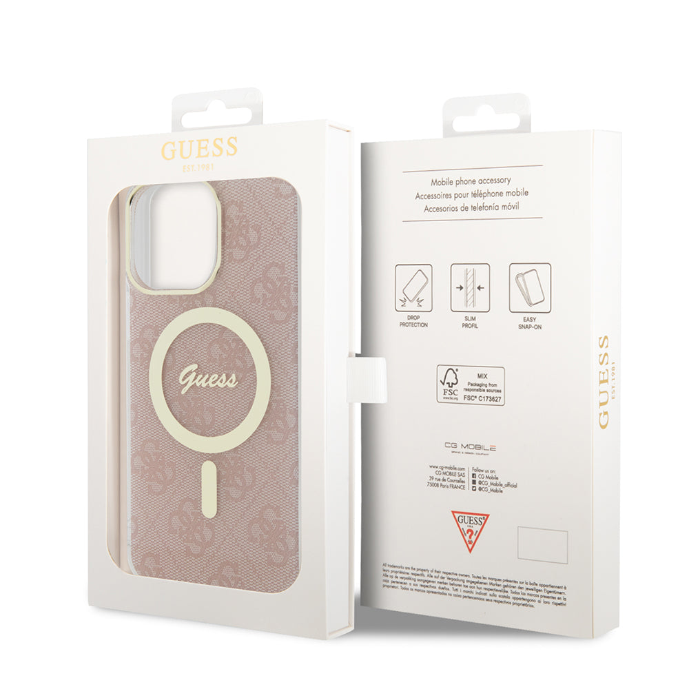 Étui MagSafe pour Apple iPhone 15 Pro, Guess, IML 4G, Rose