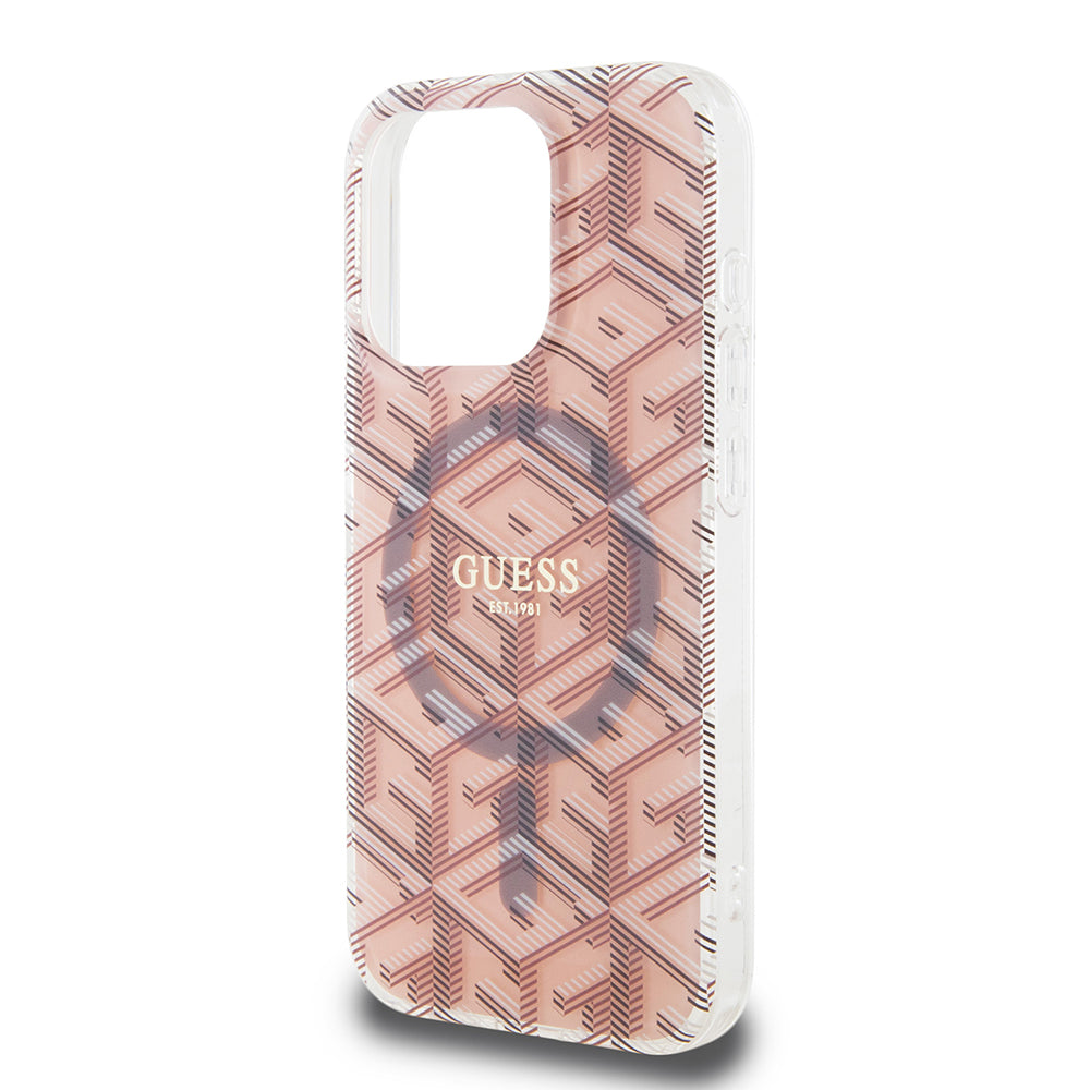 Étui MagSafe pour Apple iPhone 15 Pro, Guess, IML Gcube, Rose