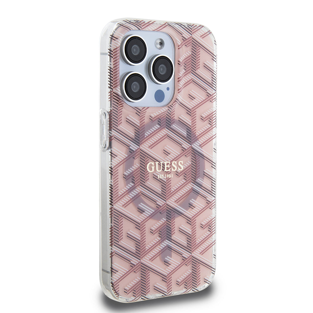 Étui MagSafe pour Apple iPhone 15 Pro, Guess, IML Gcube, Rose
