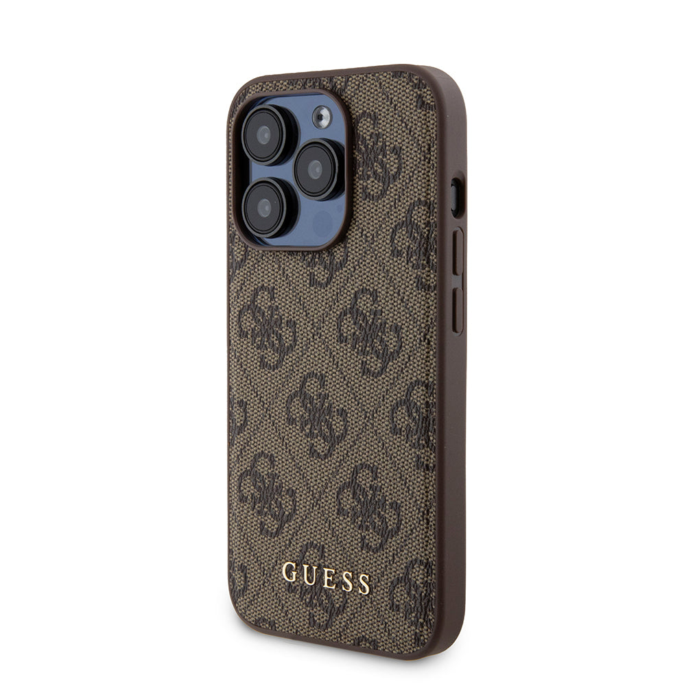 MagSafe Case for Apple iPhone 15 Pro, Guess, Powerbank 4G Metal Logo, Brown