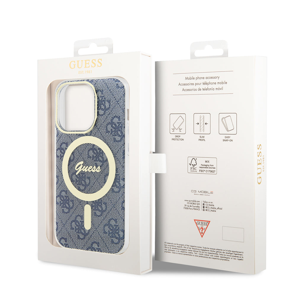 Étui MagSafe pour Apple iPhone 15 Pro Max, Guess, IML 4G, Bleu