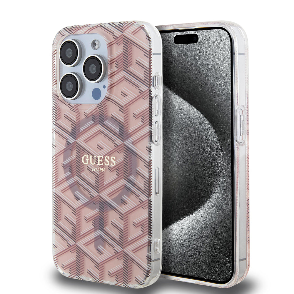 Étui MagSafe pour Apple iPhone 15 Pro Max, Guess, IML Gcube, Rose
