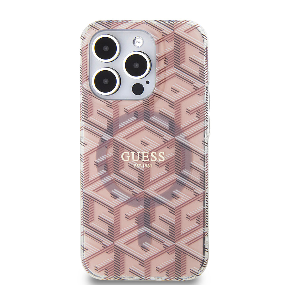 Étui MagSafe pour Apple iPhone 15 Pro Max, Guess, IML Gcube, Rose