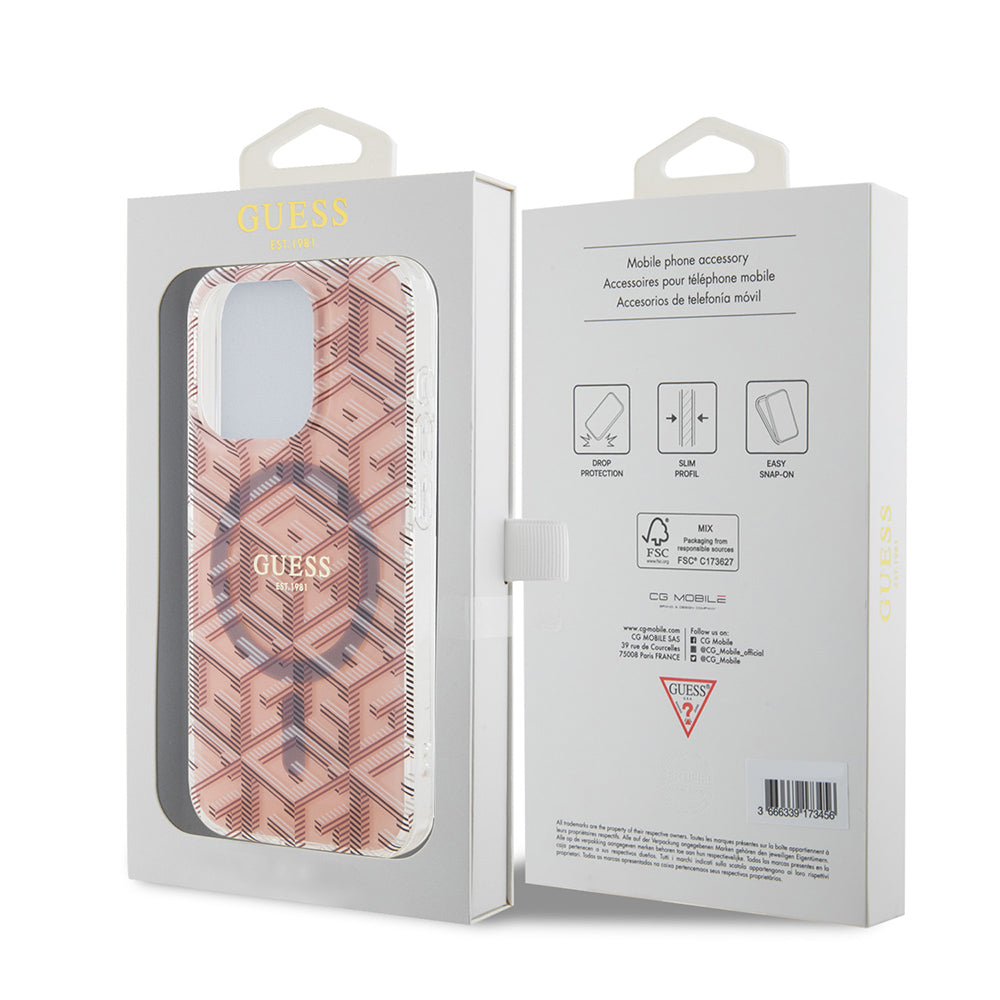 Étui MagSafe pour Apple iPhone 15 Pro Max, Guess, IML Gcube, Rose