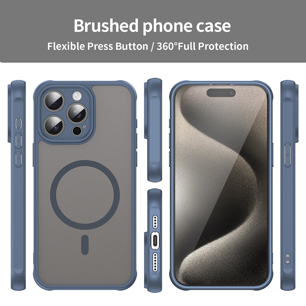 Coque MagSafe pour Apple iPhone 15 Pro Max, Techsuit, HaloFrost II, Bleu marine