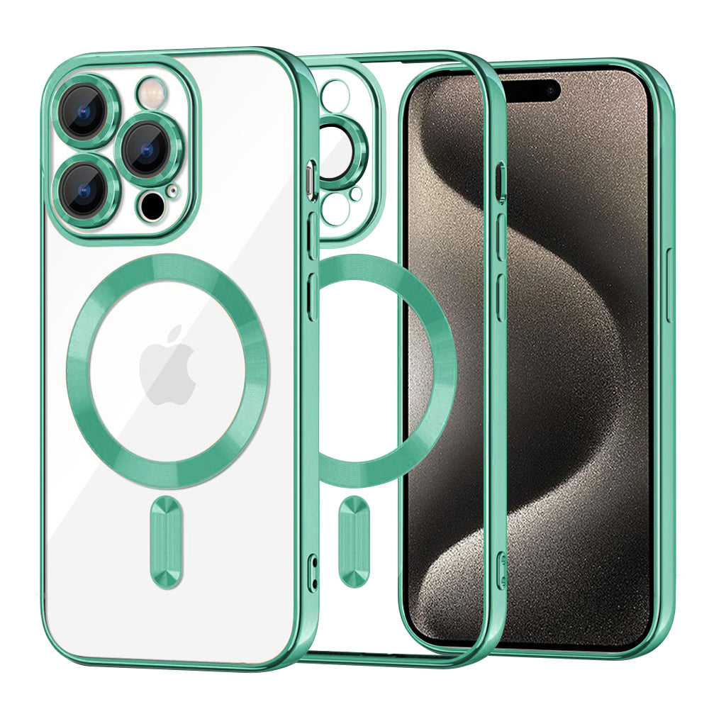 Coque MagSafe pour Apple iPhone 15 Pro Max, Techsuit, Luxury Crystal, Vert Clair