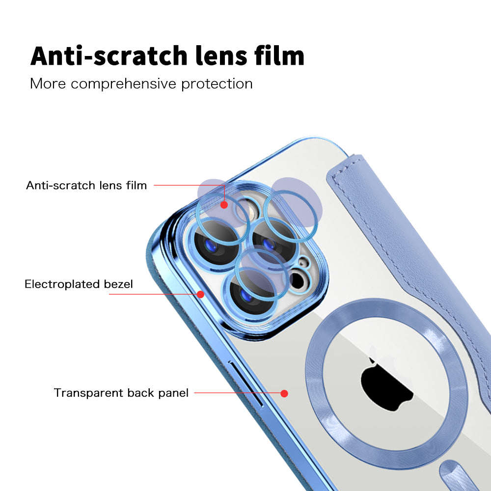 Coque MagSafe pour Apple iPhone 15 Pro Max, Techsuit, SmartMag Book, Bleu