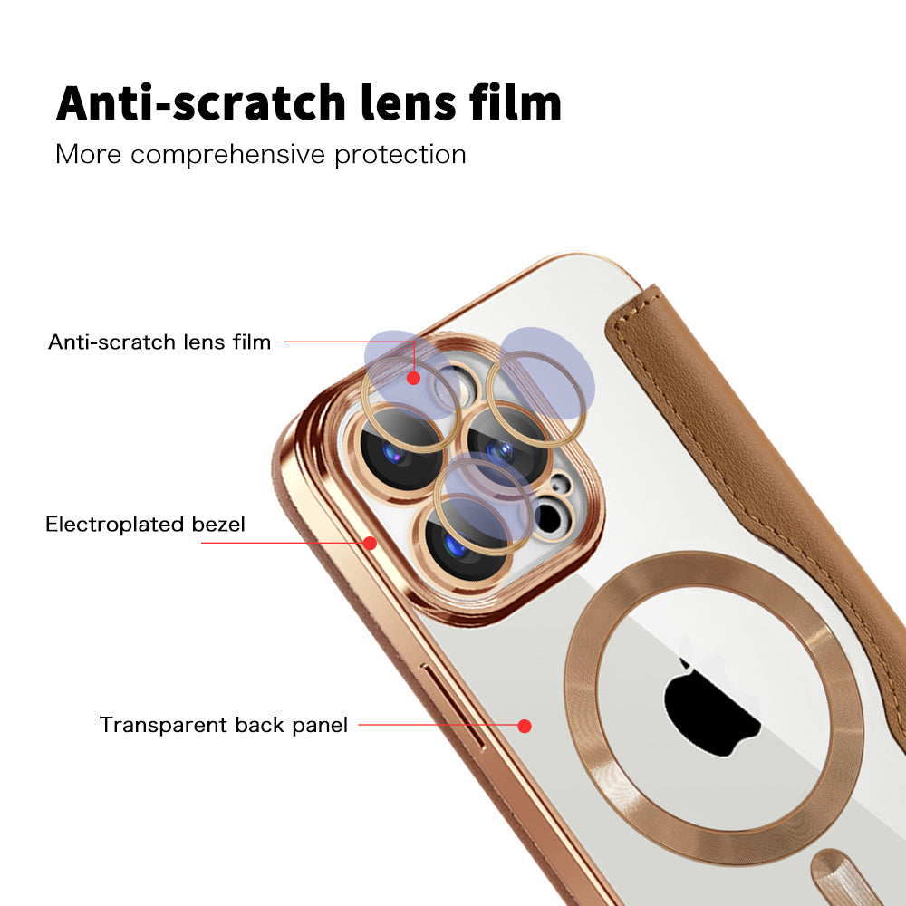 Coque MagSafe pour Apple iPhone 15 Pro Max, Techsuit, SmartMag Book, Marron