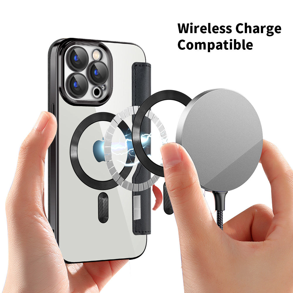 Coque MagSafe pour Apple iPhone 15 Pro Max, Techsuit, SmartMag Book, Noire