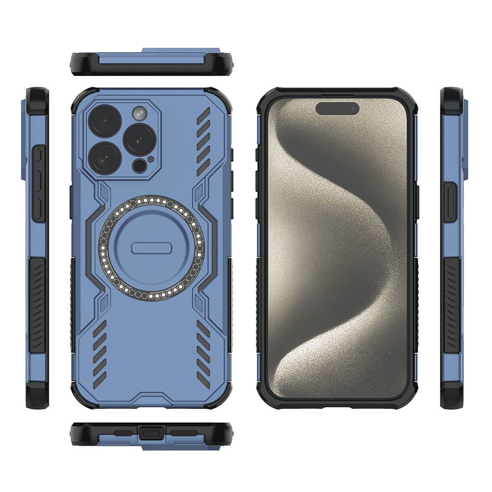 Coque MagSafe pour Apple iPhone 15 Pro, Techsuit, ArmorMag, Bleue