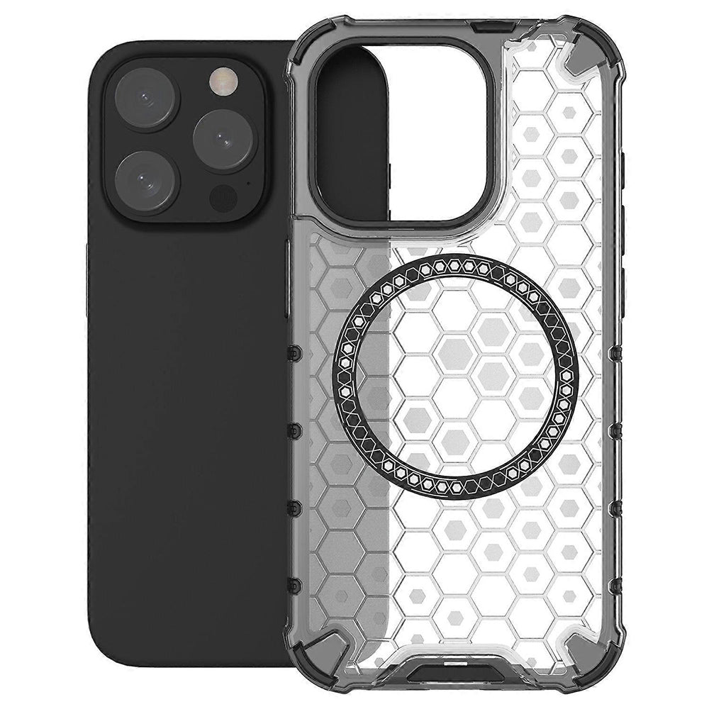 Coque MagSafe pour Apple iPhone 15 Pro, Techsuit, HoneyComb Shield, Blanche