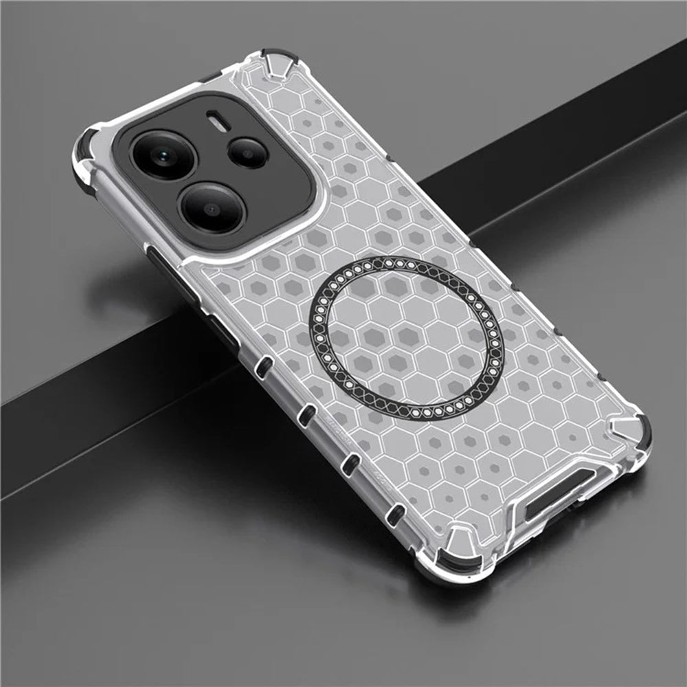 Coque MagSafe pour Apple iPhone 15 Pro, Techsuit, HoneyComb Shield, Blanche