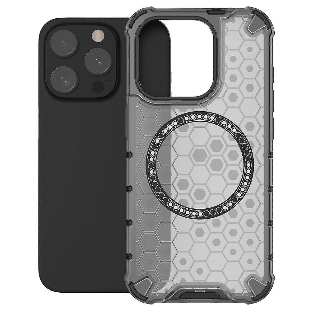 Coque MagSafe pour Apple iPhone 15 Pro, Techsuit, HoneyComb Shield, Noire