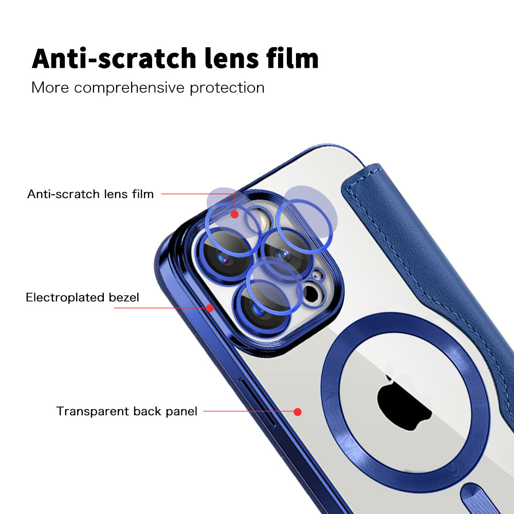 Coque MagSafe pour Apple iPhone 15 Pro, Techsuit, SmartMag Book, Bleue