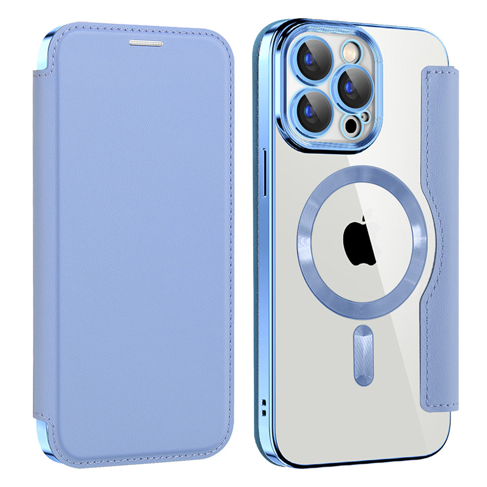 Coque MagSafe pour Apple iPhone 15 Pro, Techsuit, SmartMag Book, Bleu