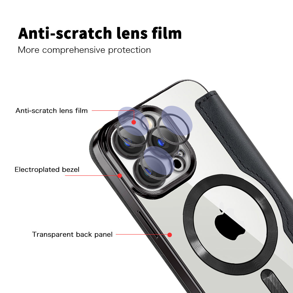 Coque MagSafe pour Apple iPhone 15 Pro, Techsuit, SmartMag Book, Noire