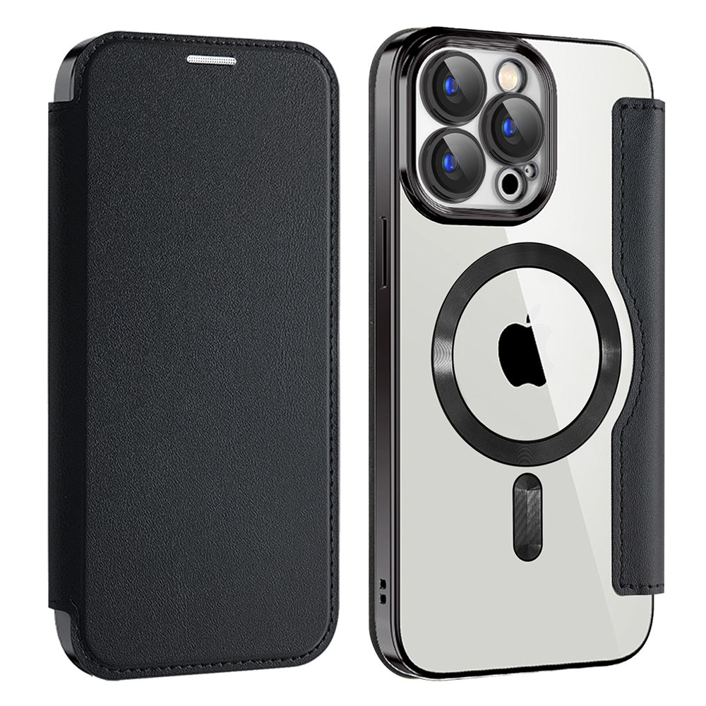 Coque MagSafe pour Apple iPhone 15 Pro, Techsuit, SmartMag Book, Noire