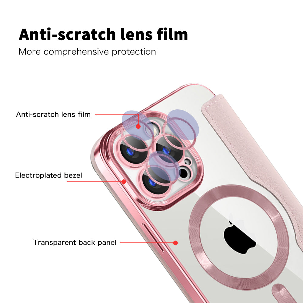 Coque MagSafe pour Apple iPhone 15 Pro, Techsuit, SmartMag Book, Rose
