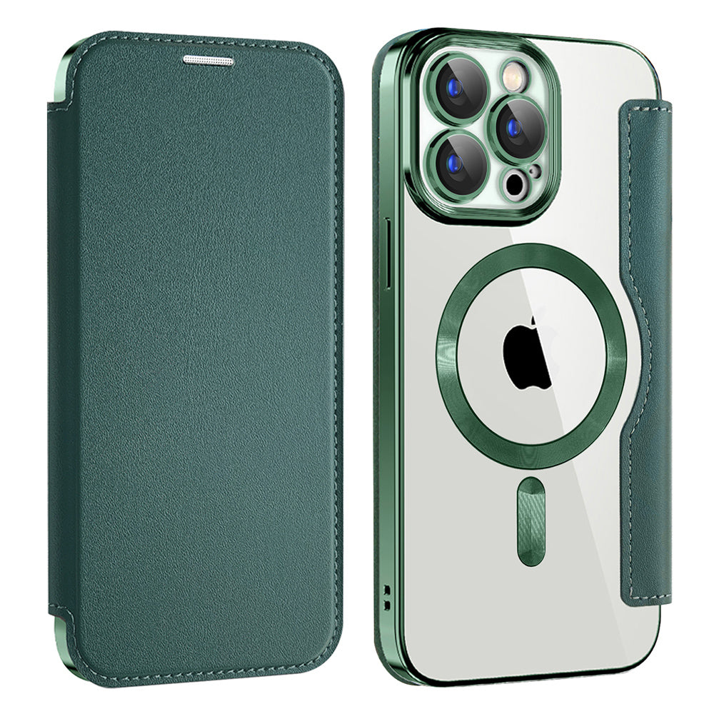 Coque MagSafe pour Apple iPhone 15 Pro, Techsuit, SmartMag Book, Vert