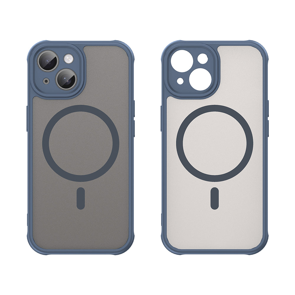 Coque MagSafe pour Apple iPhone 15, Techsuit, HaloFrost II, Bleu marine