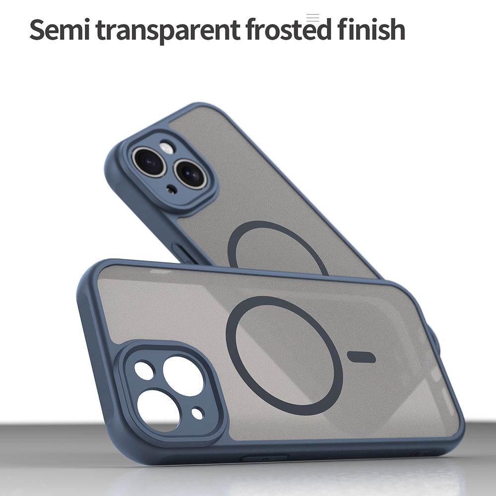Coque MagSafe pour Apple iPhone 15, Techsuit, HaloFrost II, Bleu marine