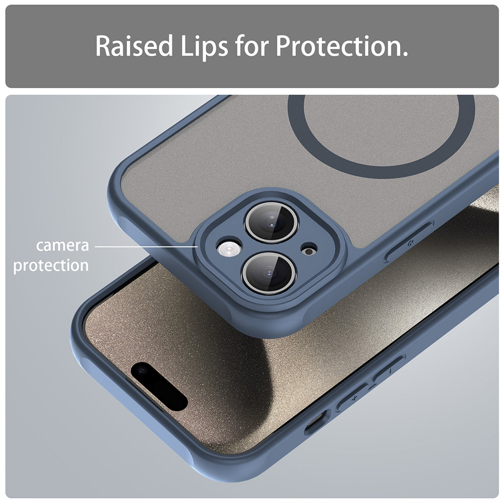 Coque MagSafe pour Apple iPhone 15, Techsuit, HaloFrost II, Bleu marine
