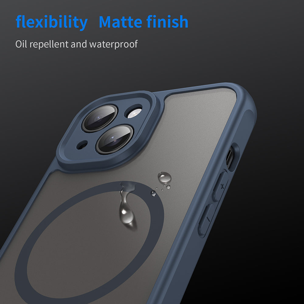 Coque MagSafe pour Apple iPhone 15, Techsuit, HaloFrost II, Bleu marine