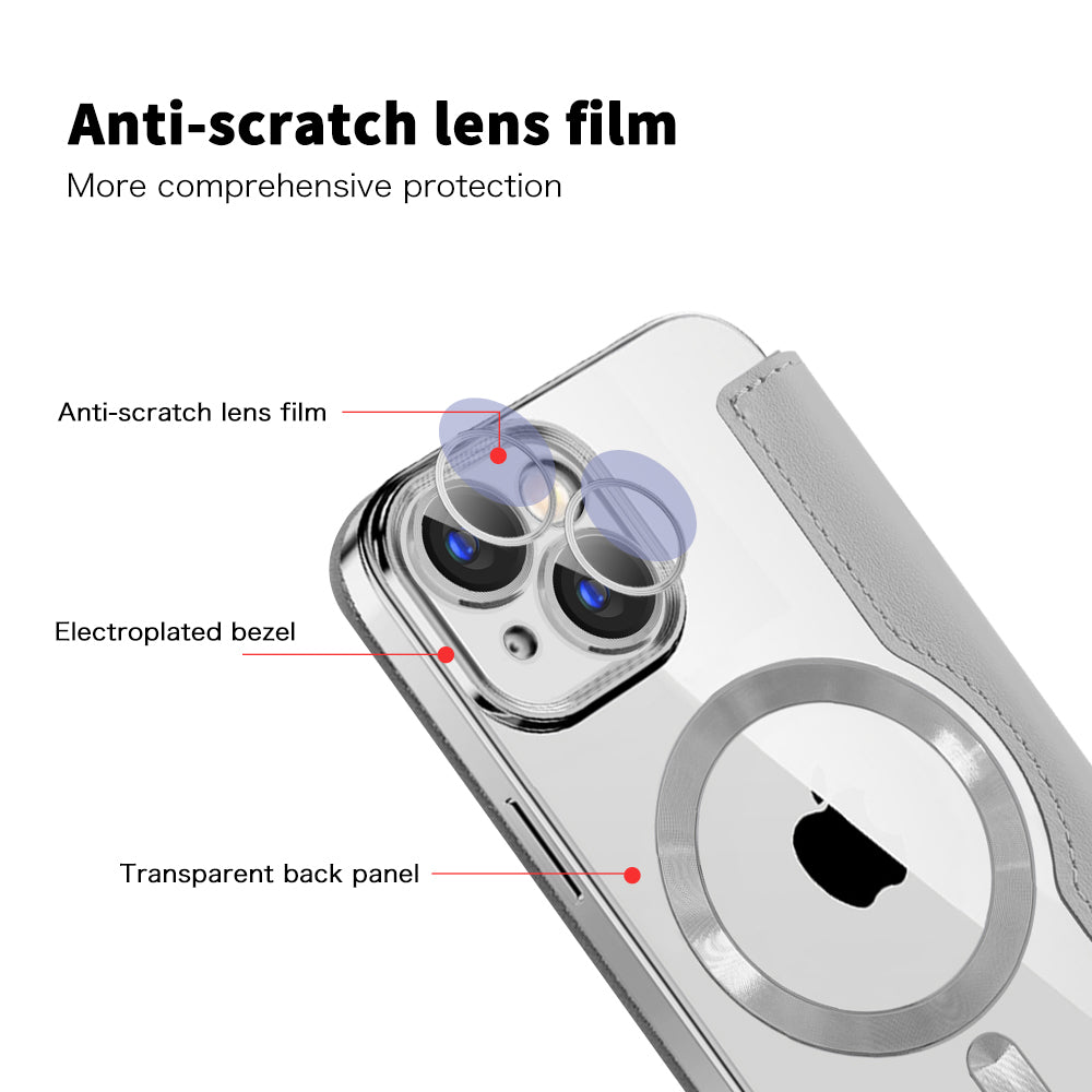 Coque MagSafe pour Apple iPhone 15, Techsuit, SmartMag Book, Gris