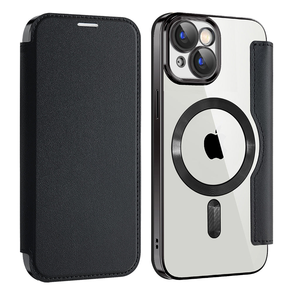 Coque MagSafe pour Apple iPhone 15, Techsuit, SmartMag Book, Noire