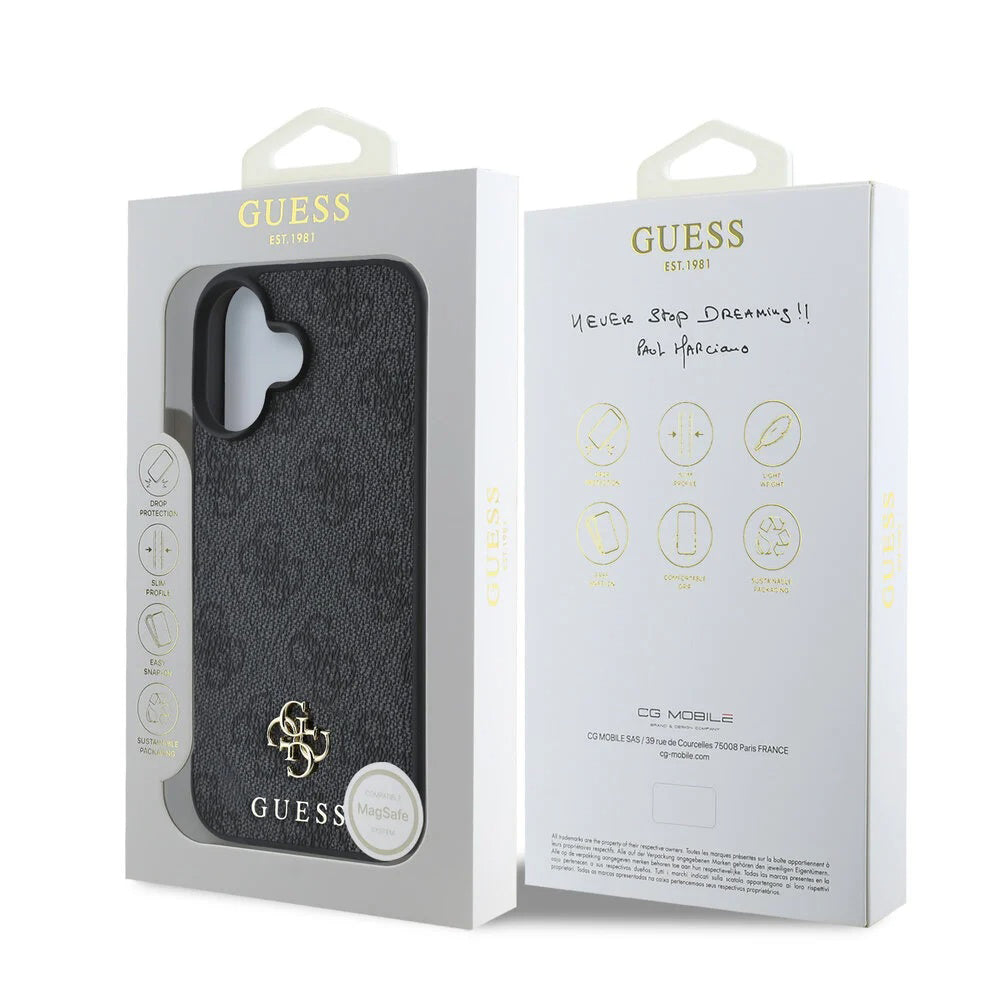 Housse MagSafe pour Apple iPhone 16, Guess, 4G Classic, Noire