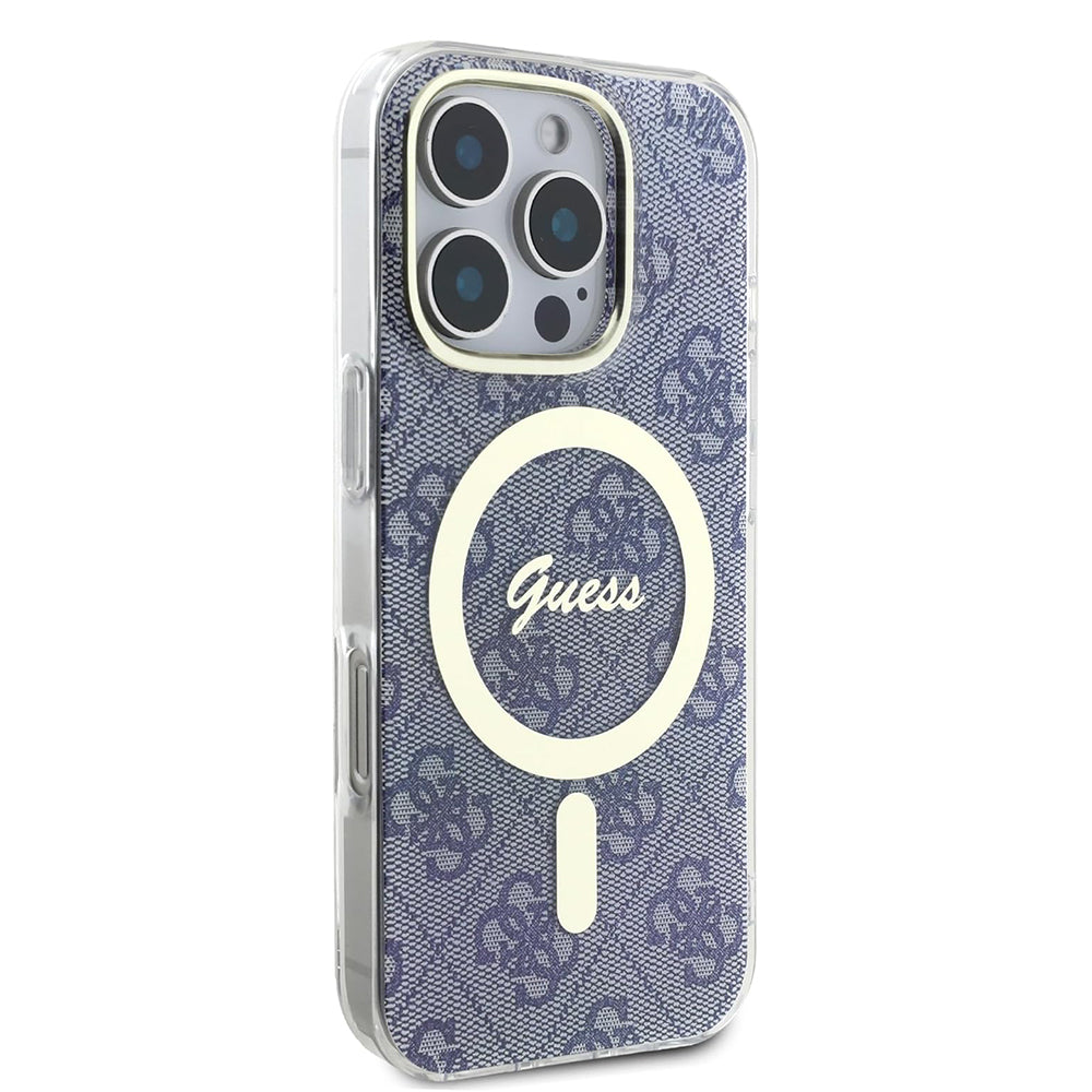 Coque MagSafe pour Apple iPhone 16, Guess, IML 4G, Bleue