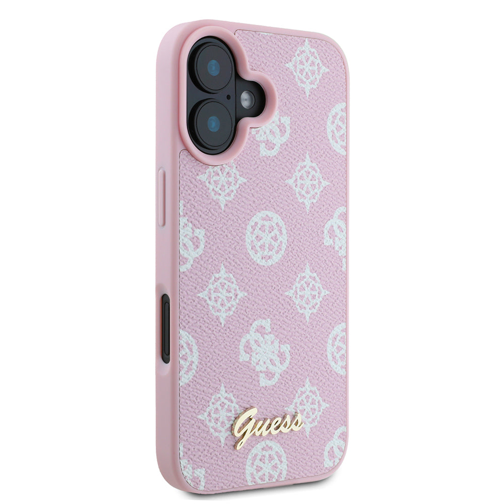 MagSafe Hülle für Apple iPhone 16, Guess, Peony Script, Rosa