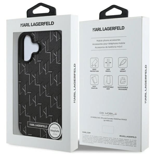 MagSafe Hülle für Apple iPhone 16, Karl Lagerfeld, Hot Stamp, Schwarz