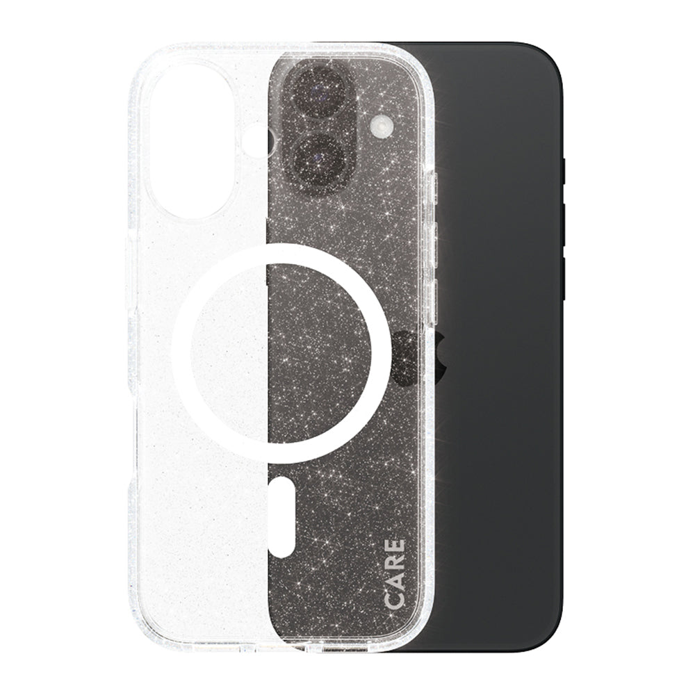 Coque MagSafe pour Apple iPhone 16, PanzerGlass, Care Urban Combat Star Lit, Transparente Blanche