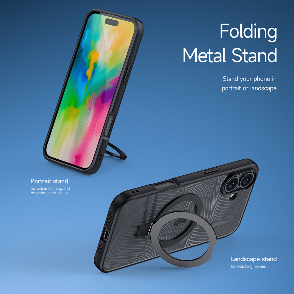 Coque MagSafe pour Apple iPhone 16 Plus, DUX DUCIS, Aimo Stand, Noire