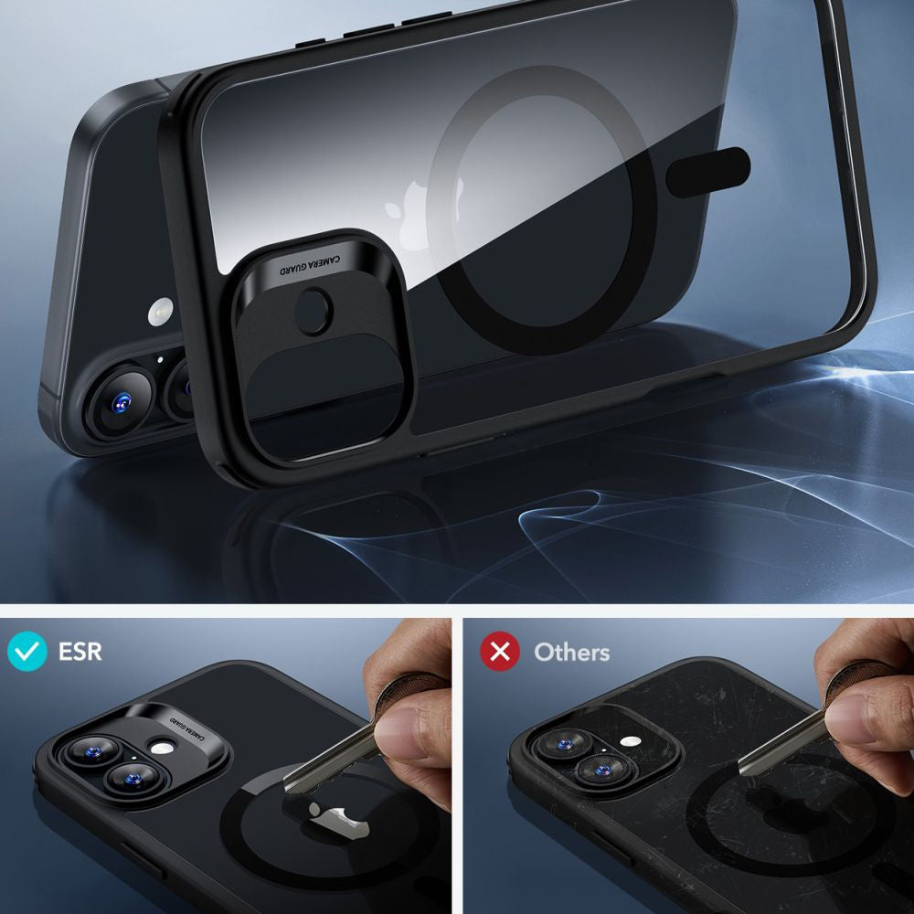 Coque MagSafe pour Apple iPhone 16 Plus, ESR, Classic Hybrid avec Protecteur d'Écran, Noir Transparent