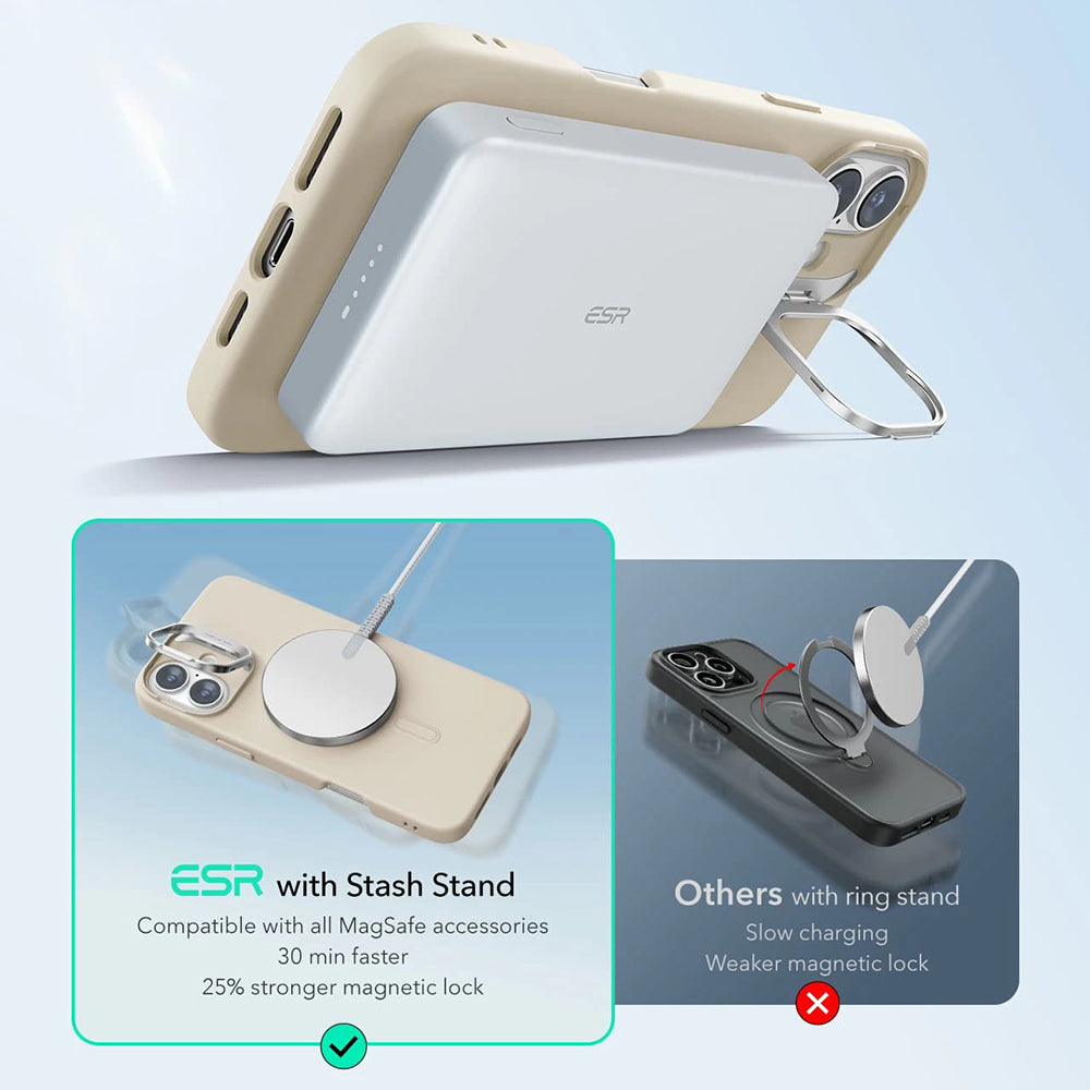 MagSafe Hülle für Apple iPhone 16 Plus, ESR, Cloud Soft Kickstand, Creme