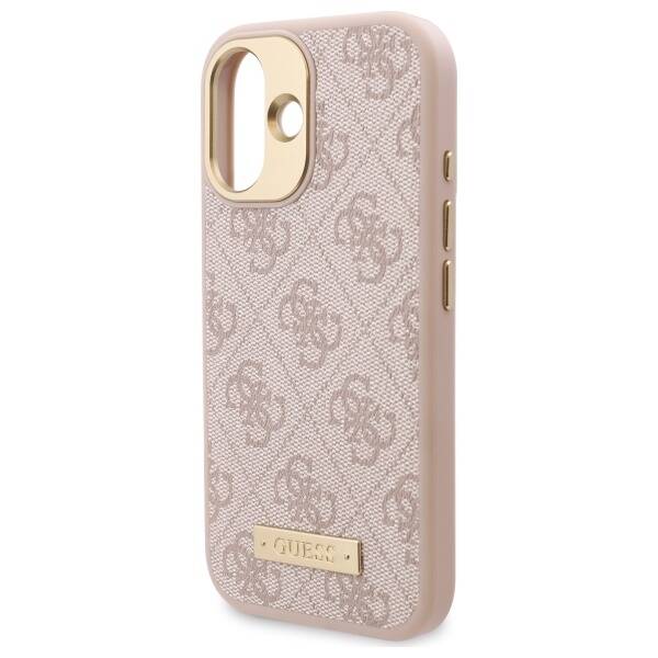 MagSafe Case for Apple iPhone 16 Plus, Guess, 4G Logo Plate, Pink