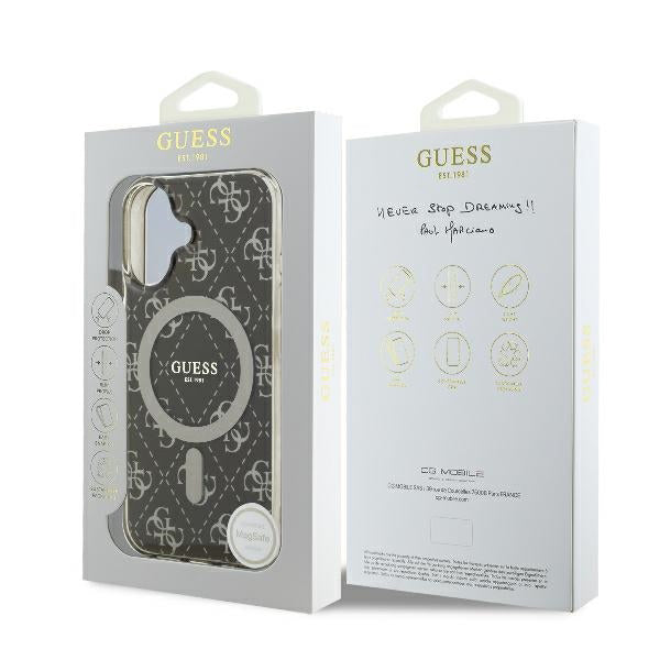 Étui MagSafe pour Apple iPhone 16 Plus, Guess, IML 4G Background, Marron