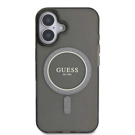 Étui MagSafe pour Apple iPhone 16 Plus, Guess, IML Glitter Circle, Noir