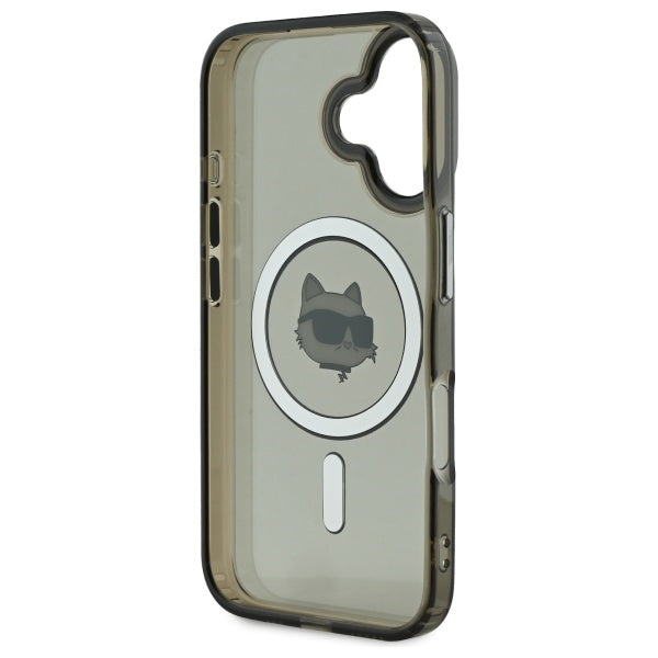 Housse MagSafe pour Apple iPhone 16 Plus, Karl Lagerfeld, IML Metal Choupette's Head, Noire