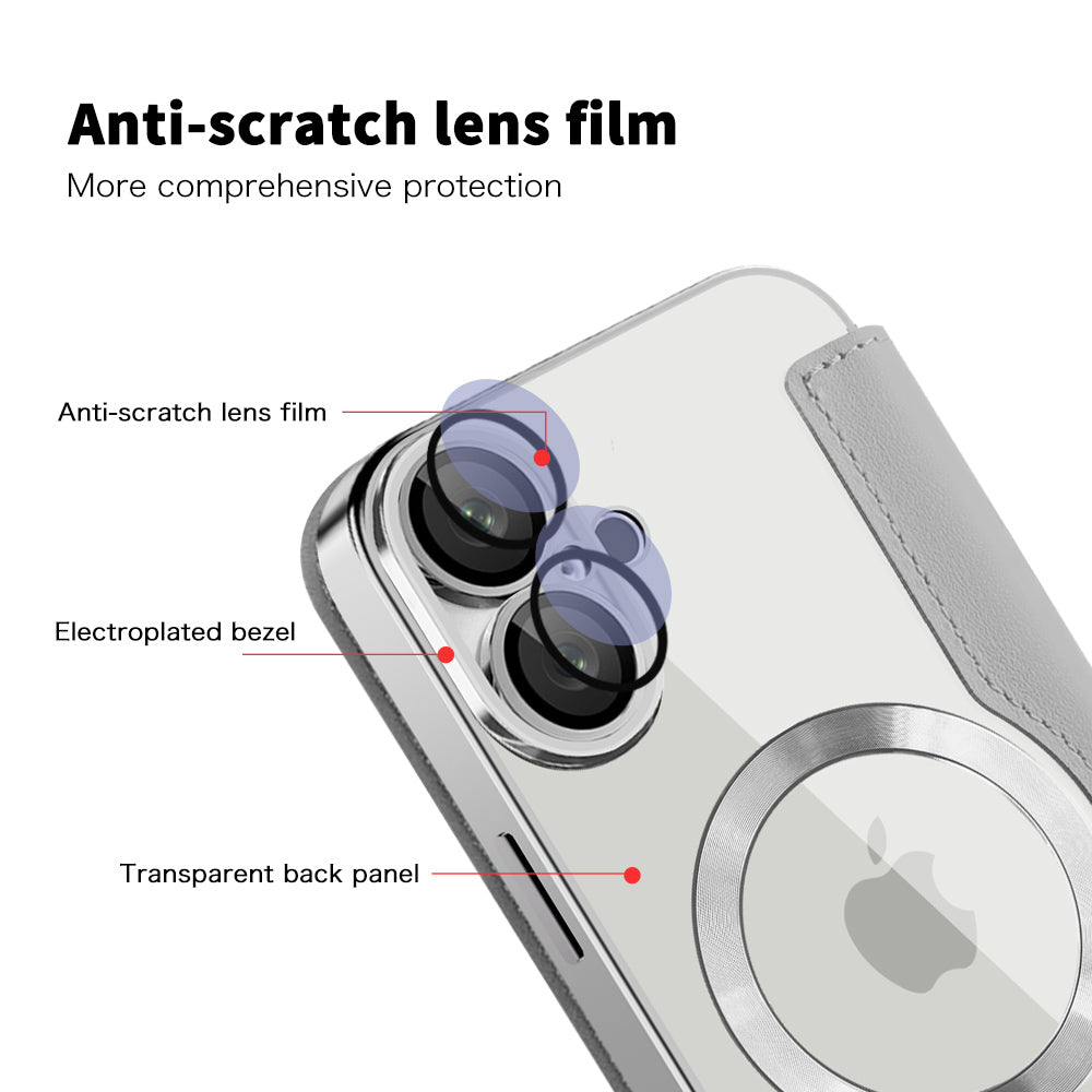 Coque MagSafe pour Apple iPhone 16 Plus, Techsuit, SmartMag Book, Gris